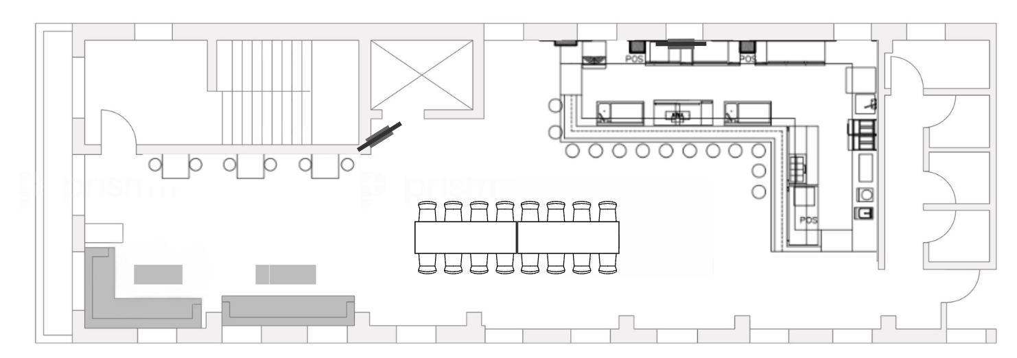 Seated dinner · 16 floor plan