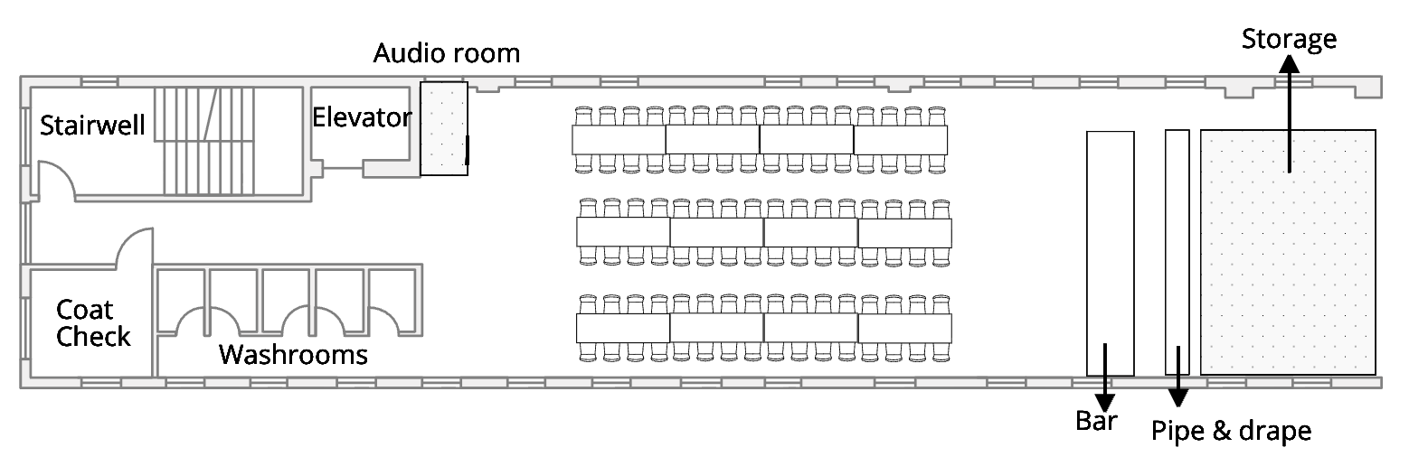 Ceremony · 100 seated (3 blocks) floor plan