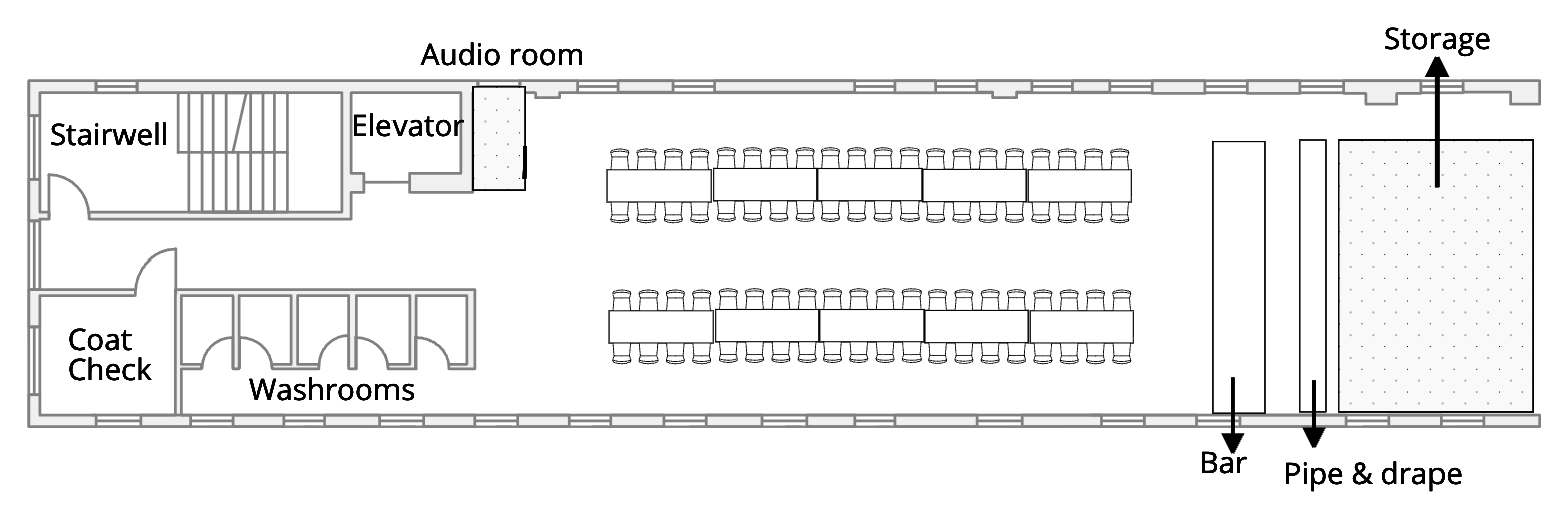 Ceremony · 98 seated (2 blocks) floor plan